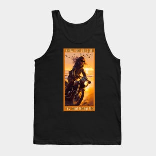 Girl on a Motorcycle by the Ocean Tank Top